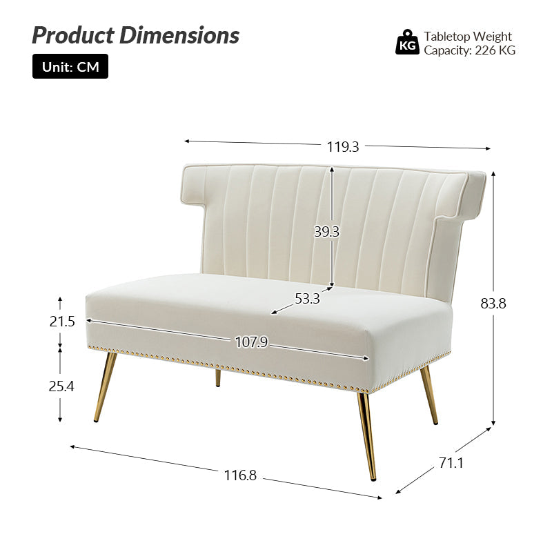 Megara Velvet Armless Wingback Loveseat