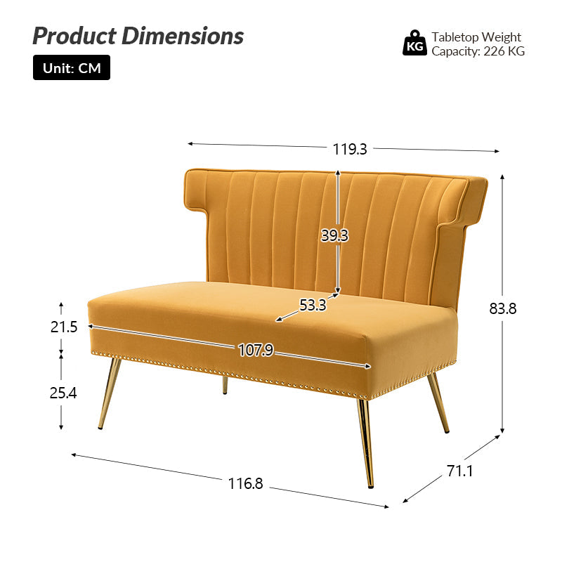 Megara Velvet Armless Wingback Loveseat