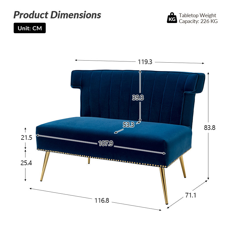 Megara Velvet Armless Wingback Loveseat