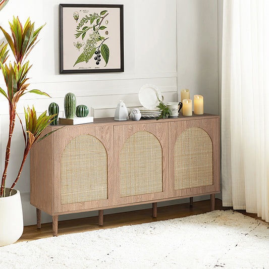 Posey 56" Wide Wood and Rattan Sideboard