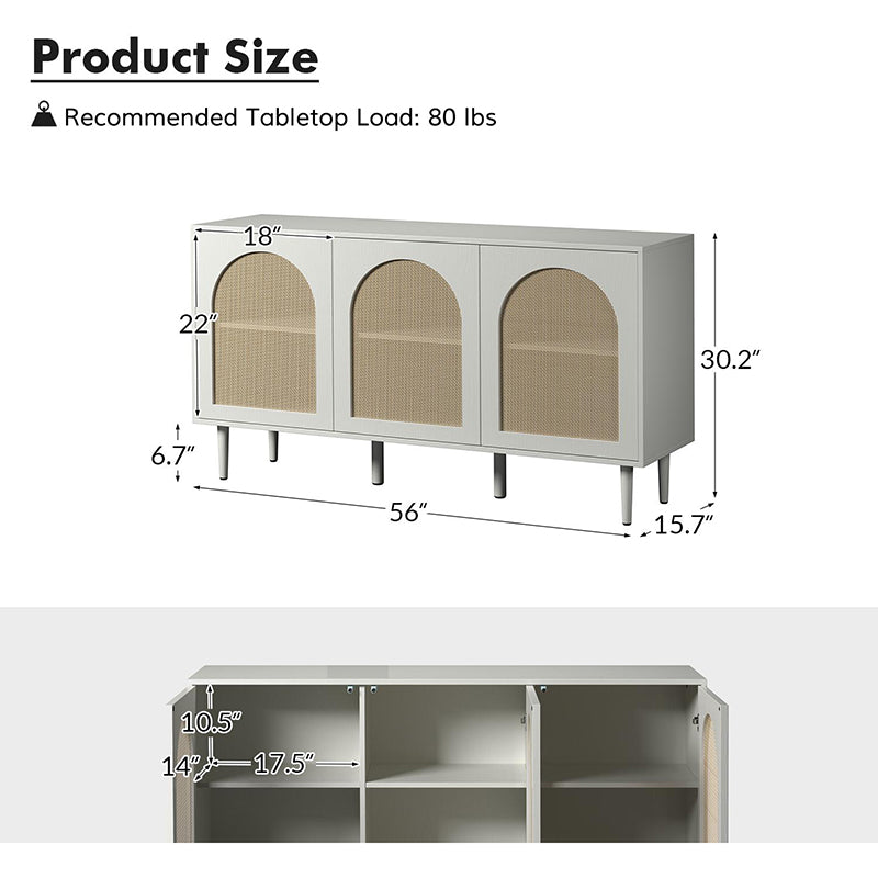 Posey 56" Wide Wood and Rattan  Sideboard