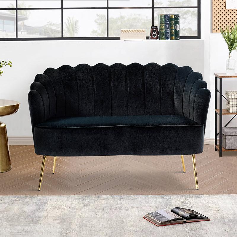 Ariel Scalloped Velvet Loveseat - Hulala Home