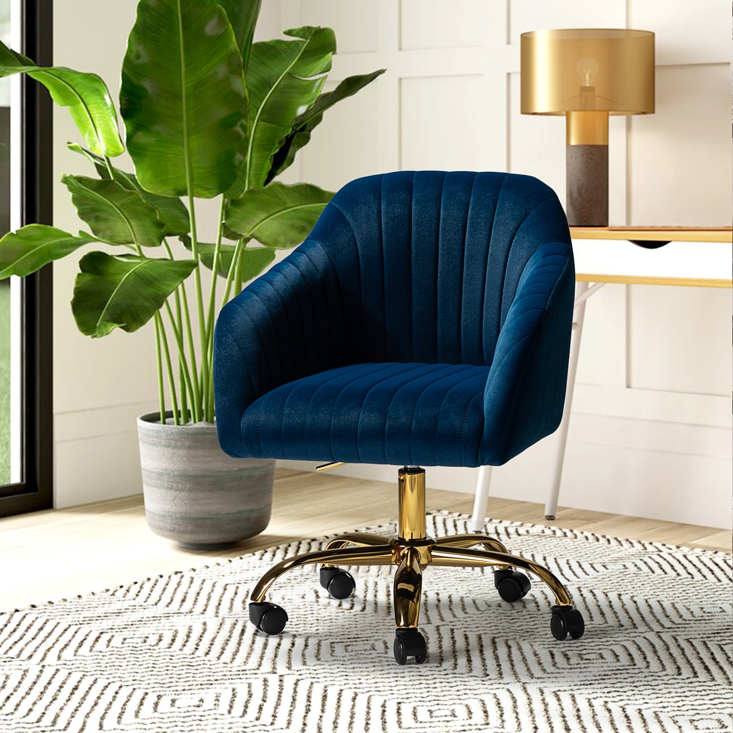 Navy blue velvet online desk chair