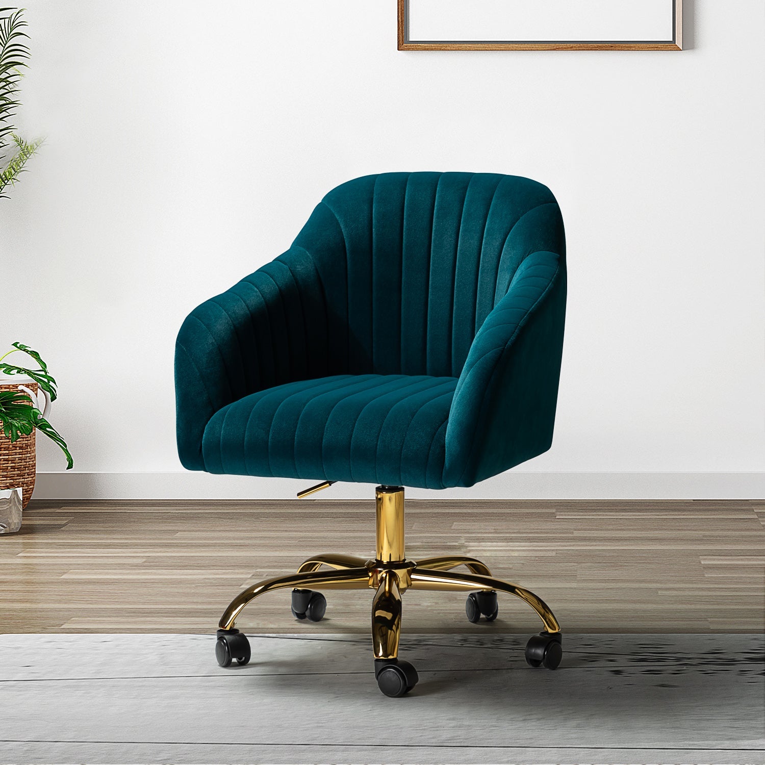 Teal velvet task deals chair