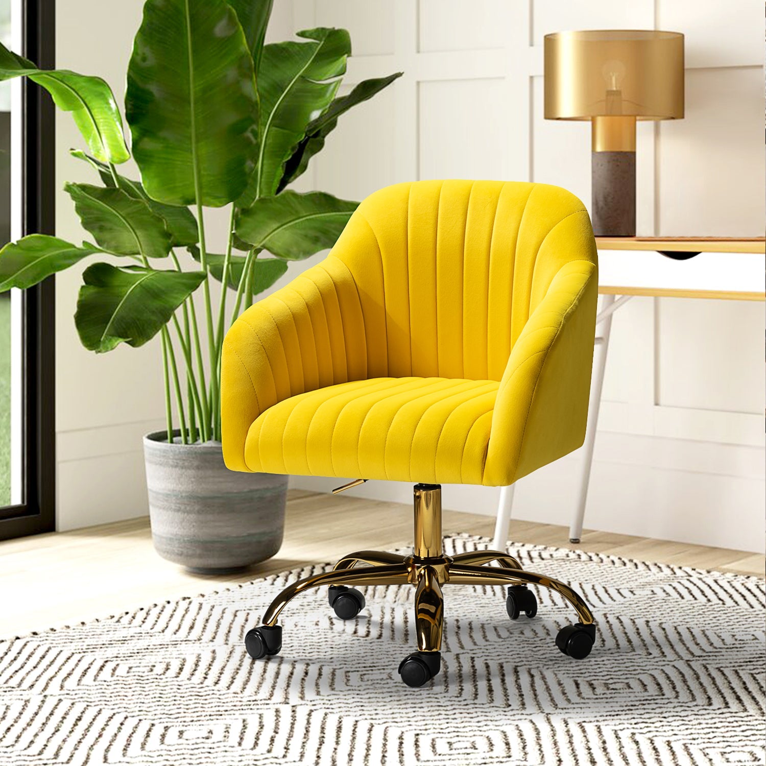 Mustard velvet 2025 office chair