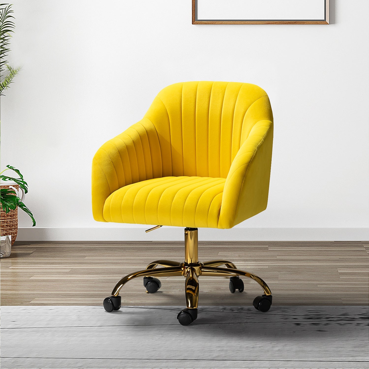 Mustard velvet 2024 office chair