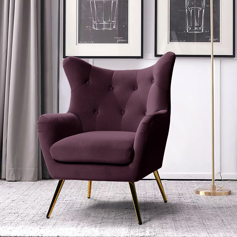 Purple velvet wingback deals chair