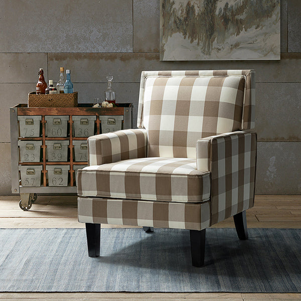 Tan buffalo plaid chair sale