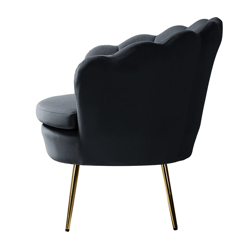 Evelia Velvet Scalloped Barrel Chair