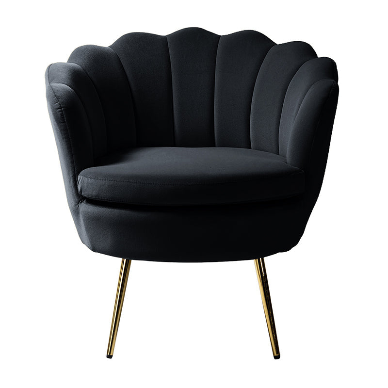 Evelia Velvet Scalloped Barrel Chair