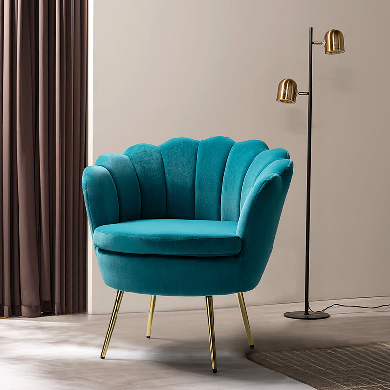 Evelia Velvet Scalloped Barrel Chair