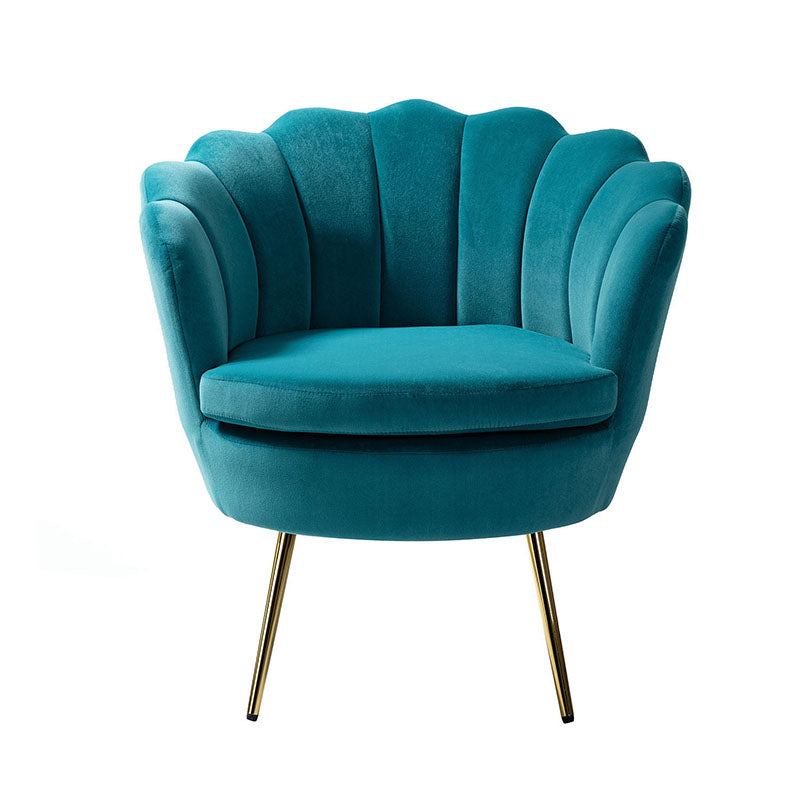 Evelia Velvet Scalloped Barrel Chair