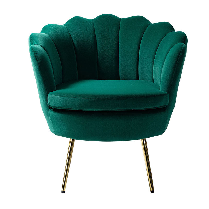 Evelia Velvet Scalloped Barrel Chair