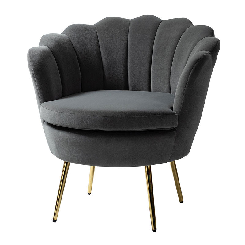 Evelia Velvet Scalloped Barrel Chair