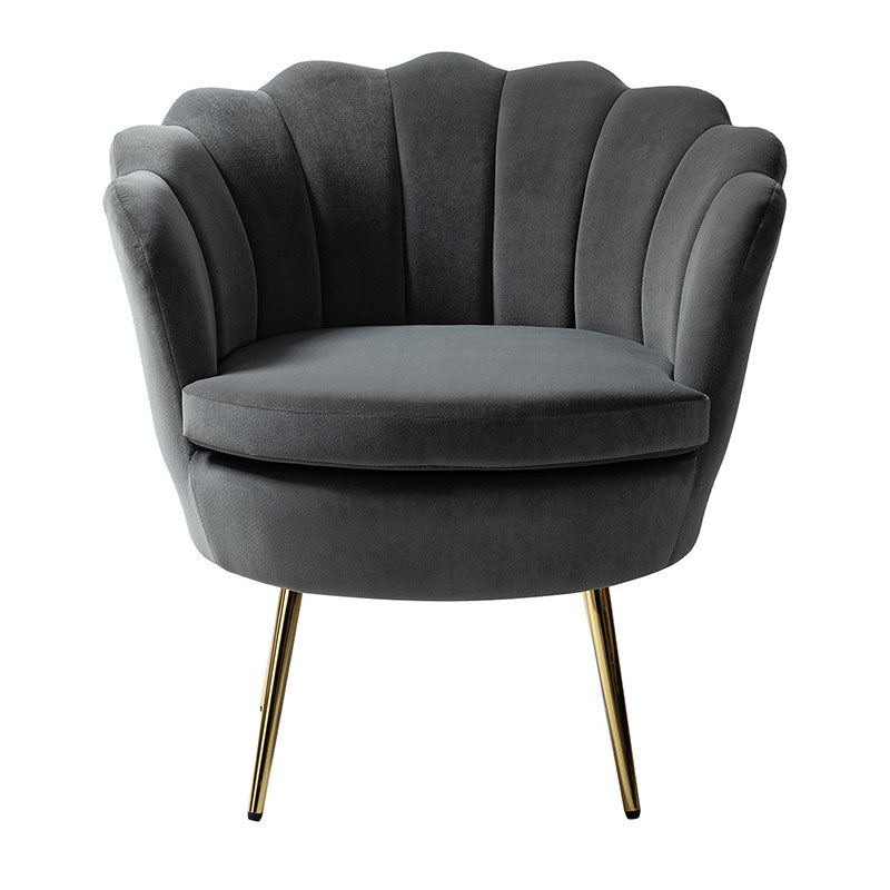 Evelia Velvet Scalloped Barrel Chair