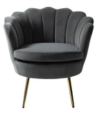 Evelia Velvet Scalloped Barrel Chair