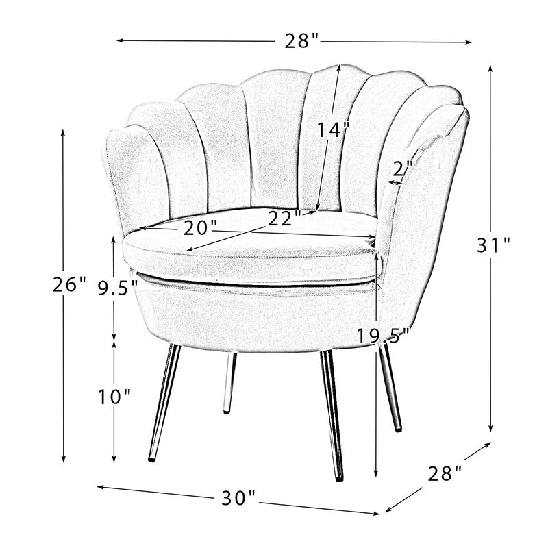 Evelia Velvet Scalloped Barrel Chair