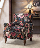 Modern Floral Pattern Upholstered Armchair with Wood Legs - Hulala Home