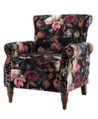 Modern Floral Pattern Upholstered Armchair with Wood Legs - Hulala Home