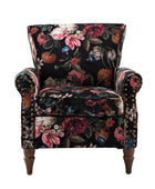 Modern Floral Pattern Upholstered Armchair with Wood Legs - Hulala Home