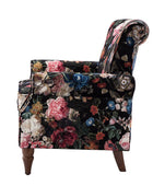 Modern Floral Pattern Upholstered Armchair with Wood Legs - Hulala Home