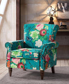 Modern Floral Pattern Upholstered Armchair with Wood Legs - Hulala Home