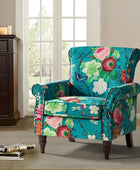 Modern Floral Pattern Upholstered Armchair with Wood Legs - Hulala Home