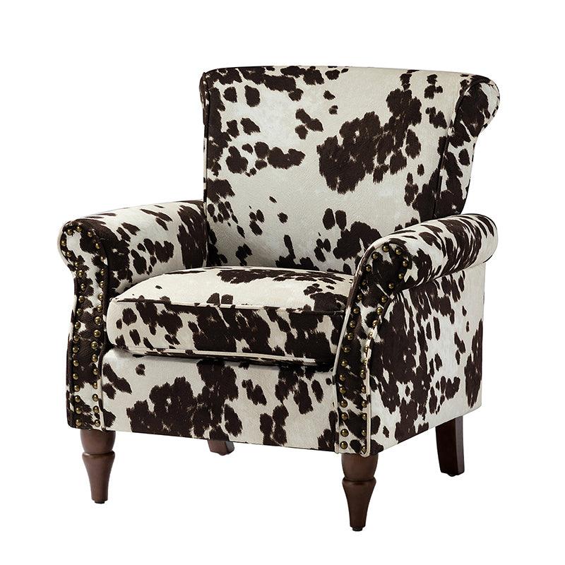 Modern Floral Pattern Upholstered Armchair with Wood Legs - Hulala Home