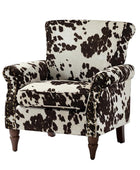 Modern Floral Pattern Upholstered Armchair with Wood Legs - Hulala Home