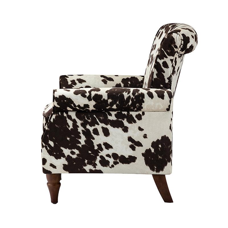 Modern Floral Pattern Upholstered Armchair with Wood Legs - Hulala Home