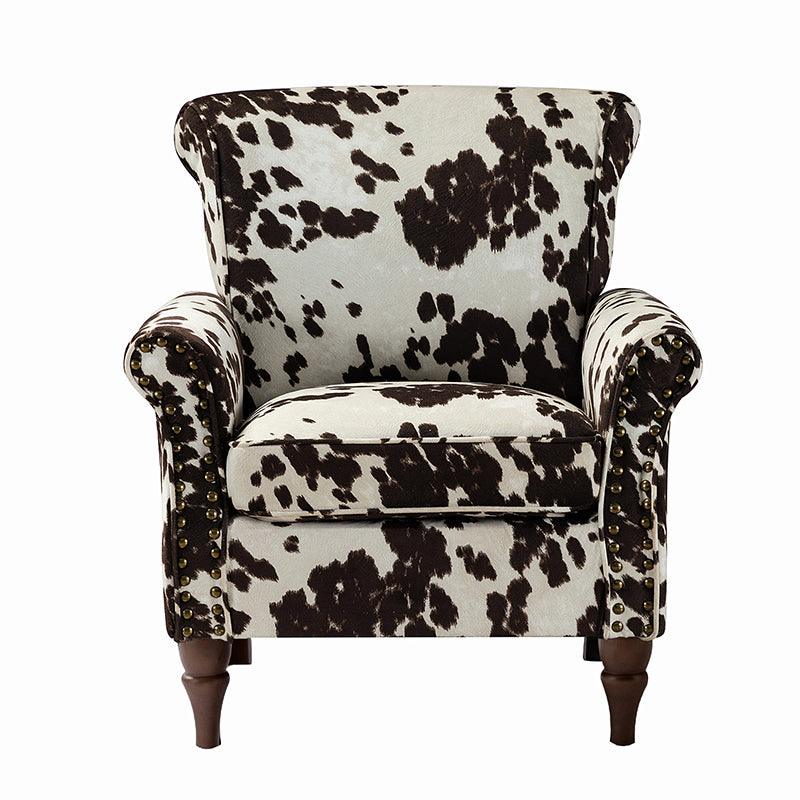 Modern Floral Pattern Upholstered Armchair with Wood Legs - Hulala Home