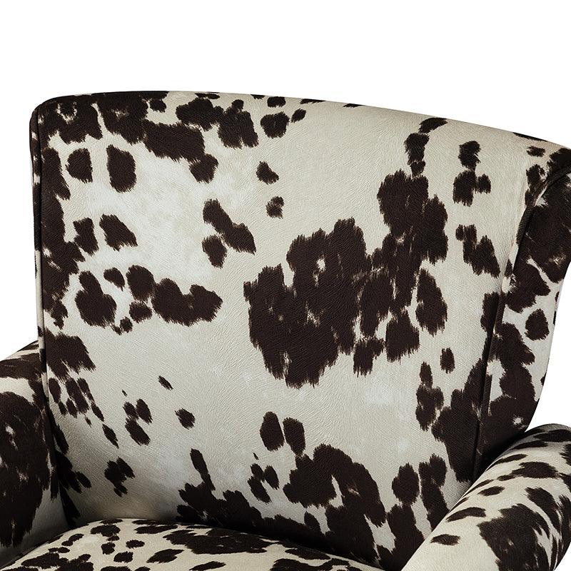 Modern Floral Pattern Upholstered Armchair with Wood Legs - Hulala Home