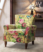 Modern Floral Pattern Upholstered Armchair with Wood Legs - Hulala Home