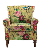 Modern Floral Pattern Upholstered Armchair with Wood Legs - Hulala Home