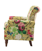 Modern Floral Pattern Upholstered Armchair with Wood Legs - Hulala Home