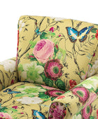 Modern Floral Pattern Upholstered Armchair with Wood Legs - Hulala Home