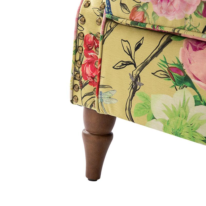 Modern Floral Pattern Upholstered Armchair with Wood Legs - Hulala Home