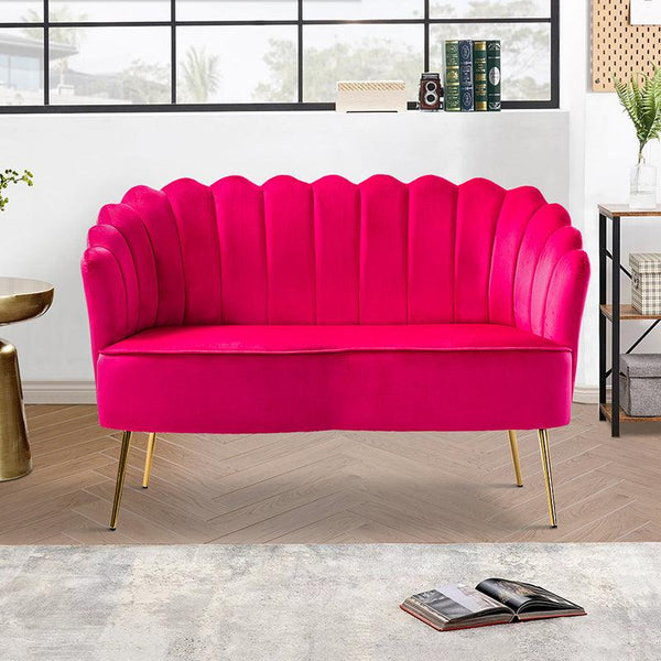 Ariel Scalloped Velvet Loveseat - Hulala Home