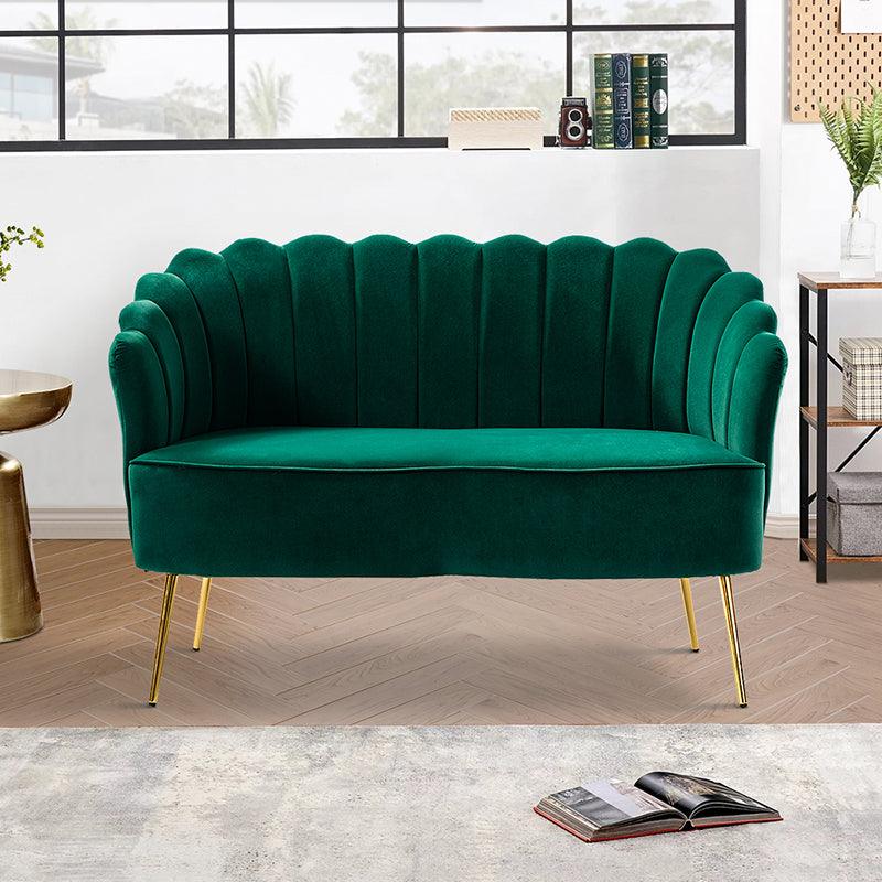 Ariel Scalloped Velvet Loveseat - Hulala Home