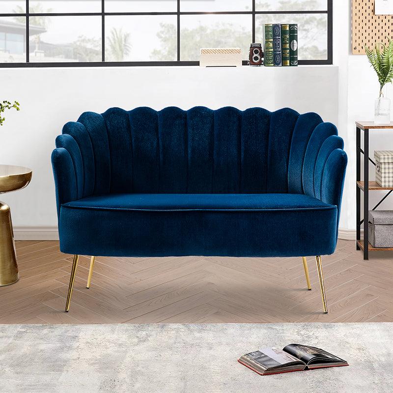 Ariel Scalloped Velvet Loveseat - Hulala Home