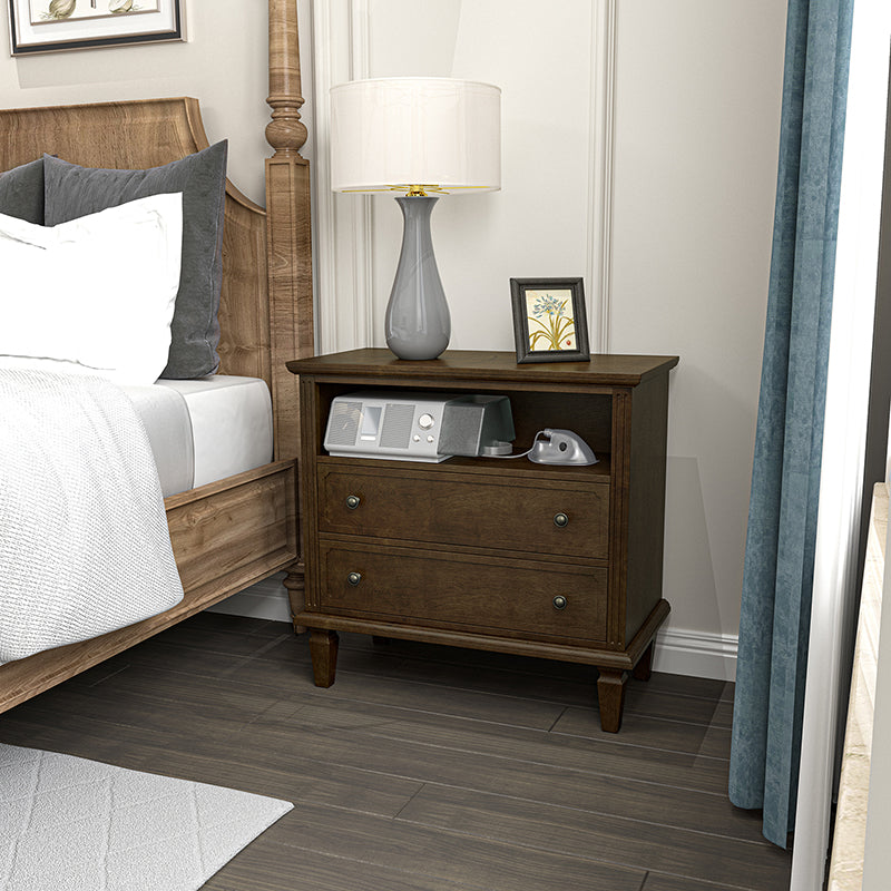 Gaspard 2 - Drawer Solid Wood Nightstand