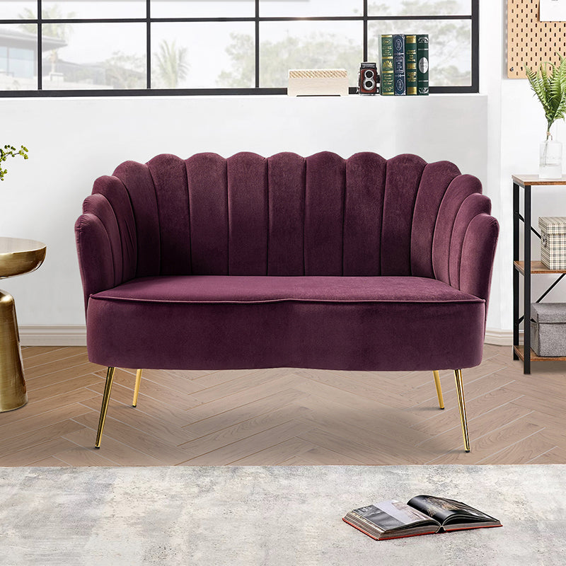 Ariel Scalloped Velvet Loveseat