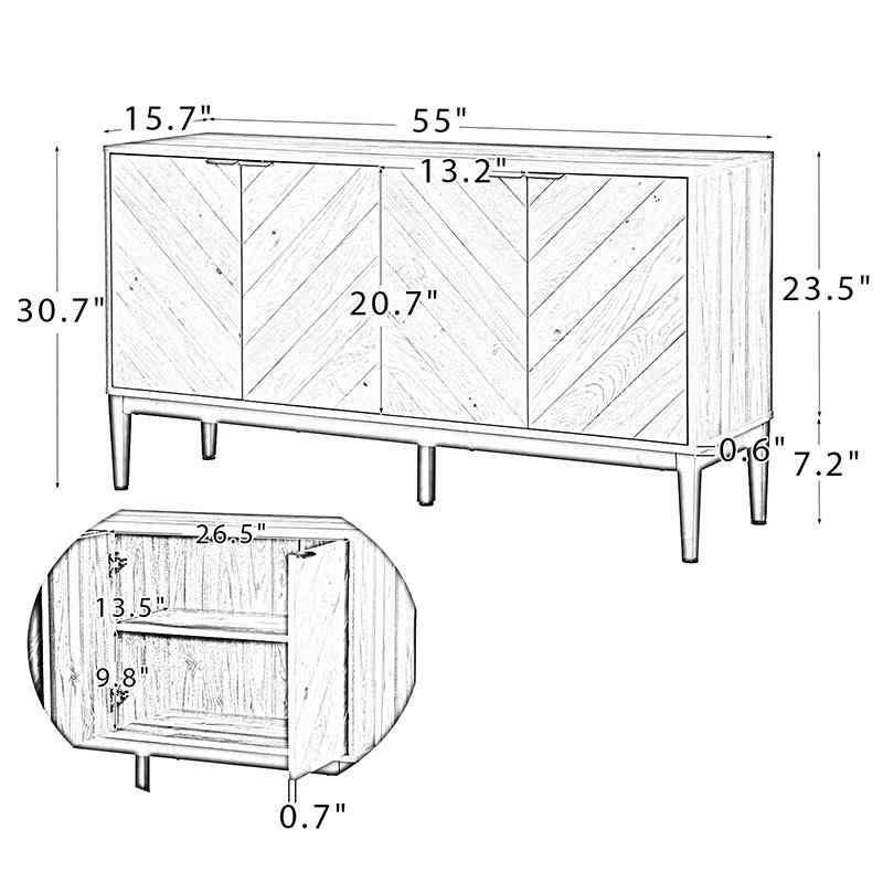 Mila 4 Door Sideboard - 55&quot; - Hulala Home