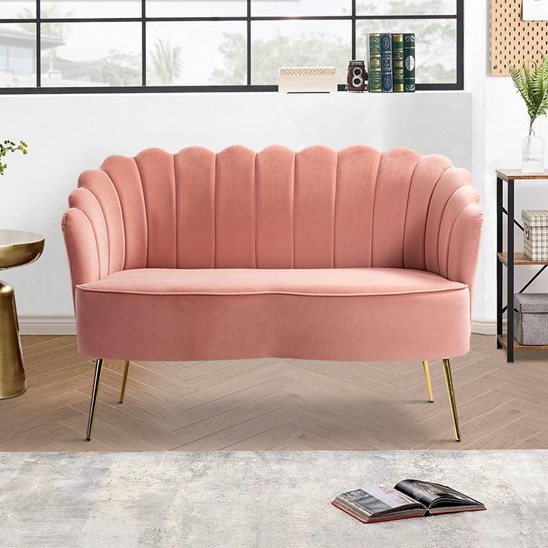 Ariel Scalloped Velvet Loveseat - Hulala Home