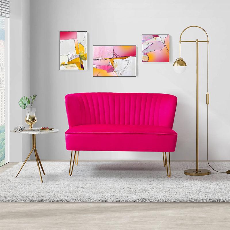 Ainhoa Velvet Loveseat with Hairpin Legs - Hulala Home