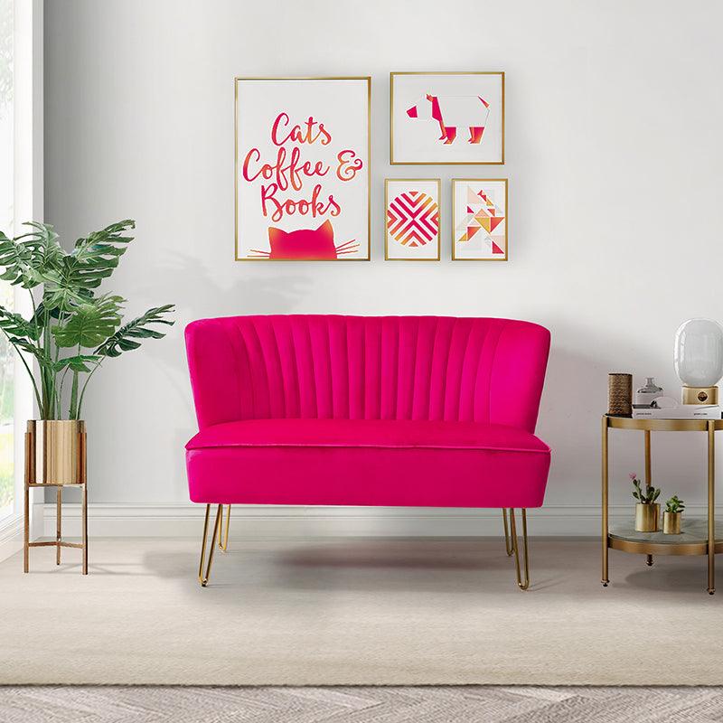 Ainhoa Velvet Loveseat with Hairpin Legs - Hulala Home