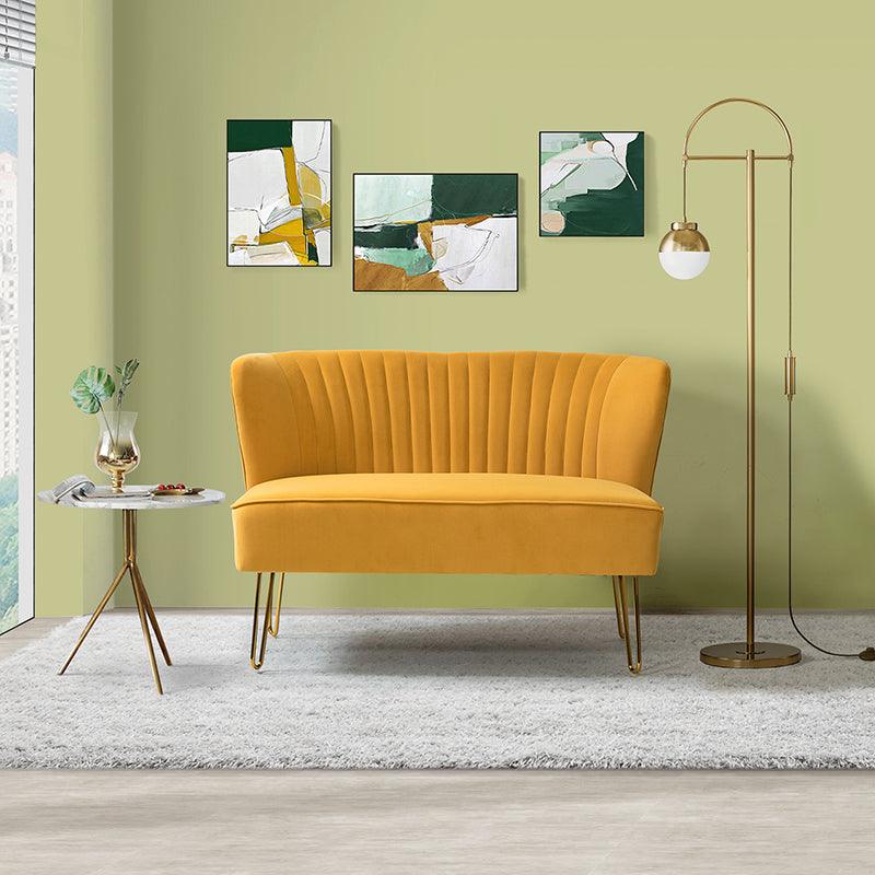 Ainhoa Velvet Loveseat with Hairpin Legs - Hulala Home