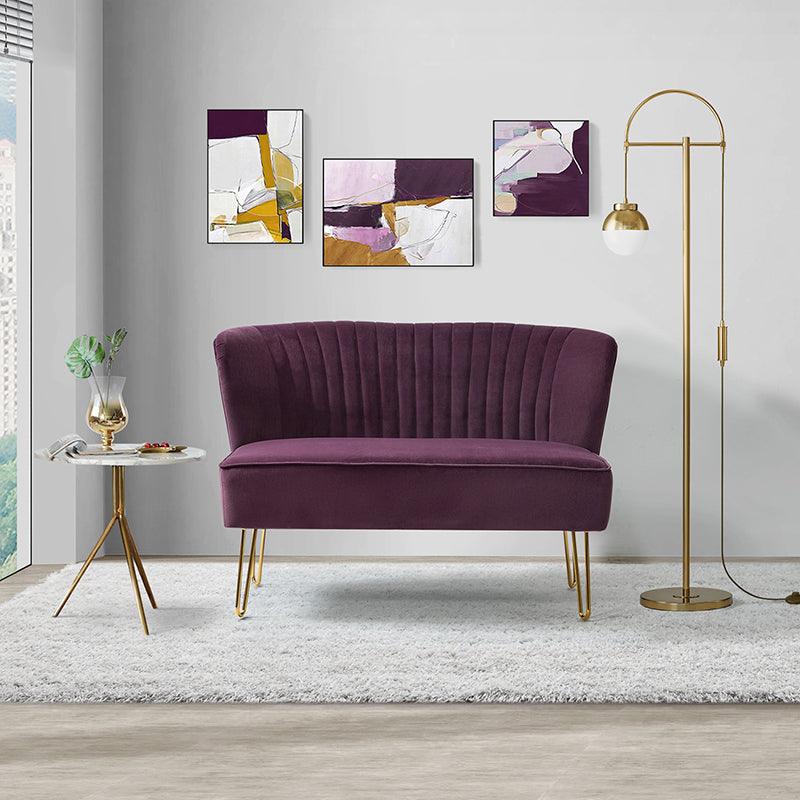 Ainhoa Velvet Loveseat with Hairpin Legs - Hulala Home