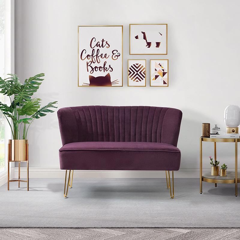 Ainhoa Velvet Loveseat with Hairpin Legs - Hulala Home