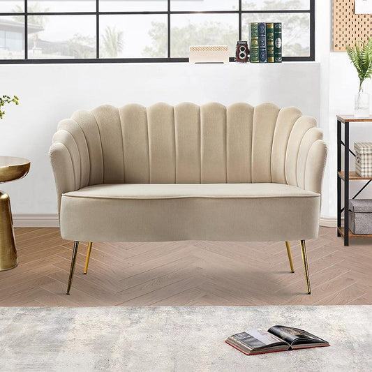 Ariel Scalloped Velvet Loveseat - Hulala Home